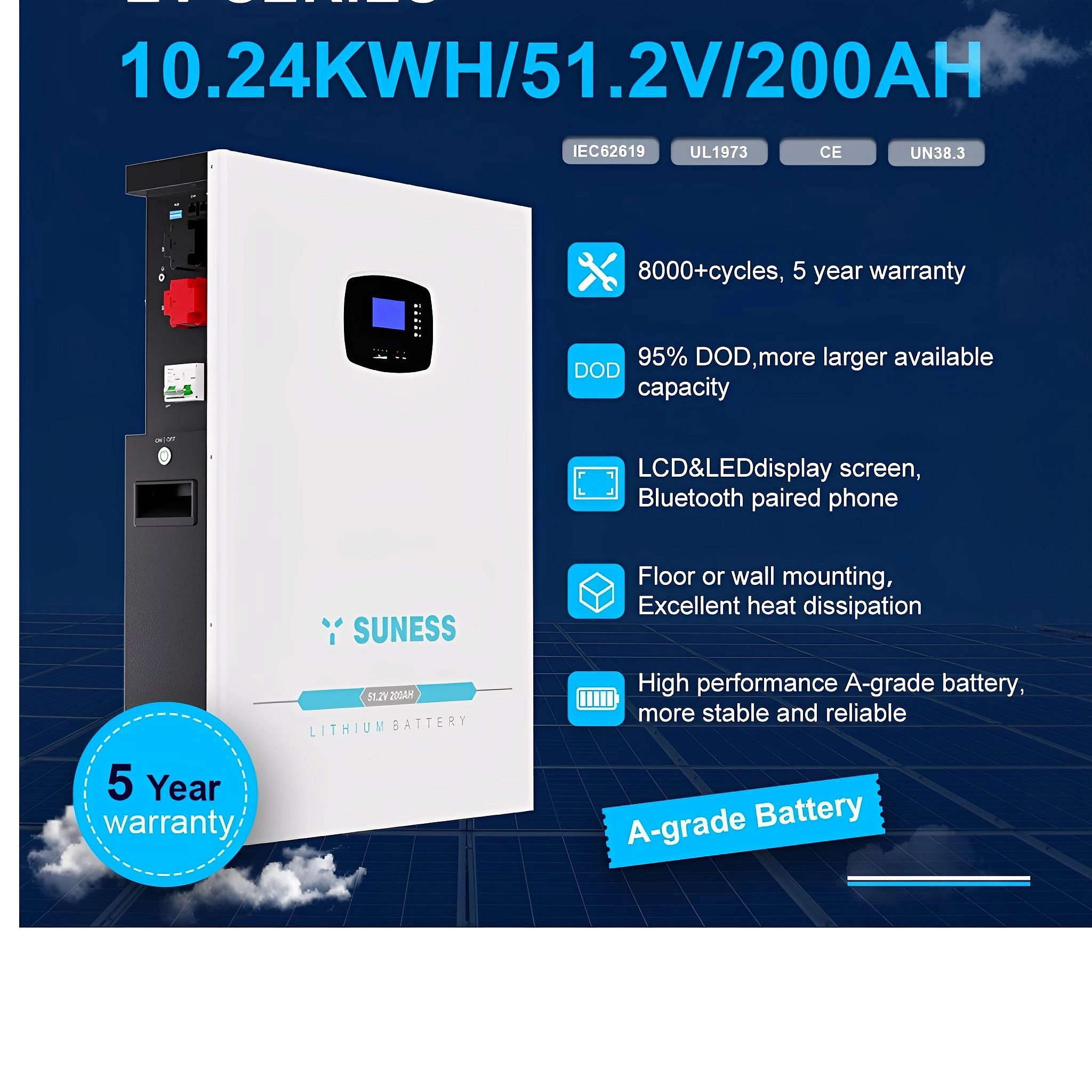 بطارية ليثيوم SUNESS 10.24kWh (سلسلة BY)