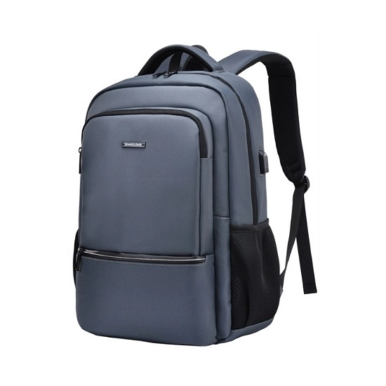 حقيبة ظهر للابتوب مع منفذ USB بلونين أسود ورمادي