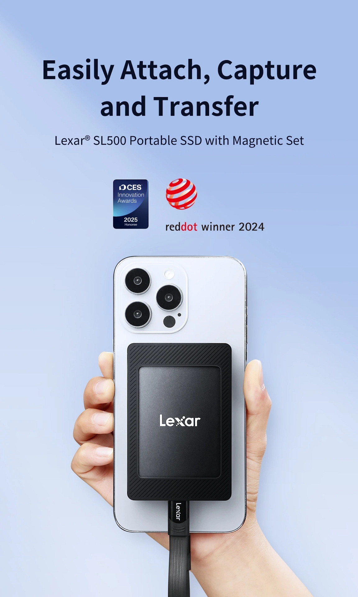 وحدة تخزين SSD محمولة Lexar SL500  ​المواصفات الرئيسية