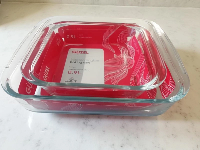🍽️ طقم صحون فرن حراري زجاجية GÜZEL – مربع، 3 أحجام