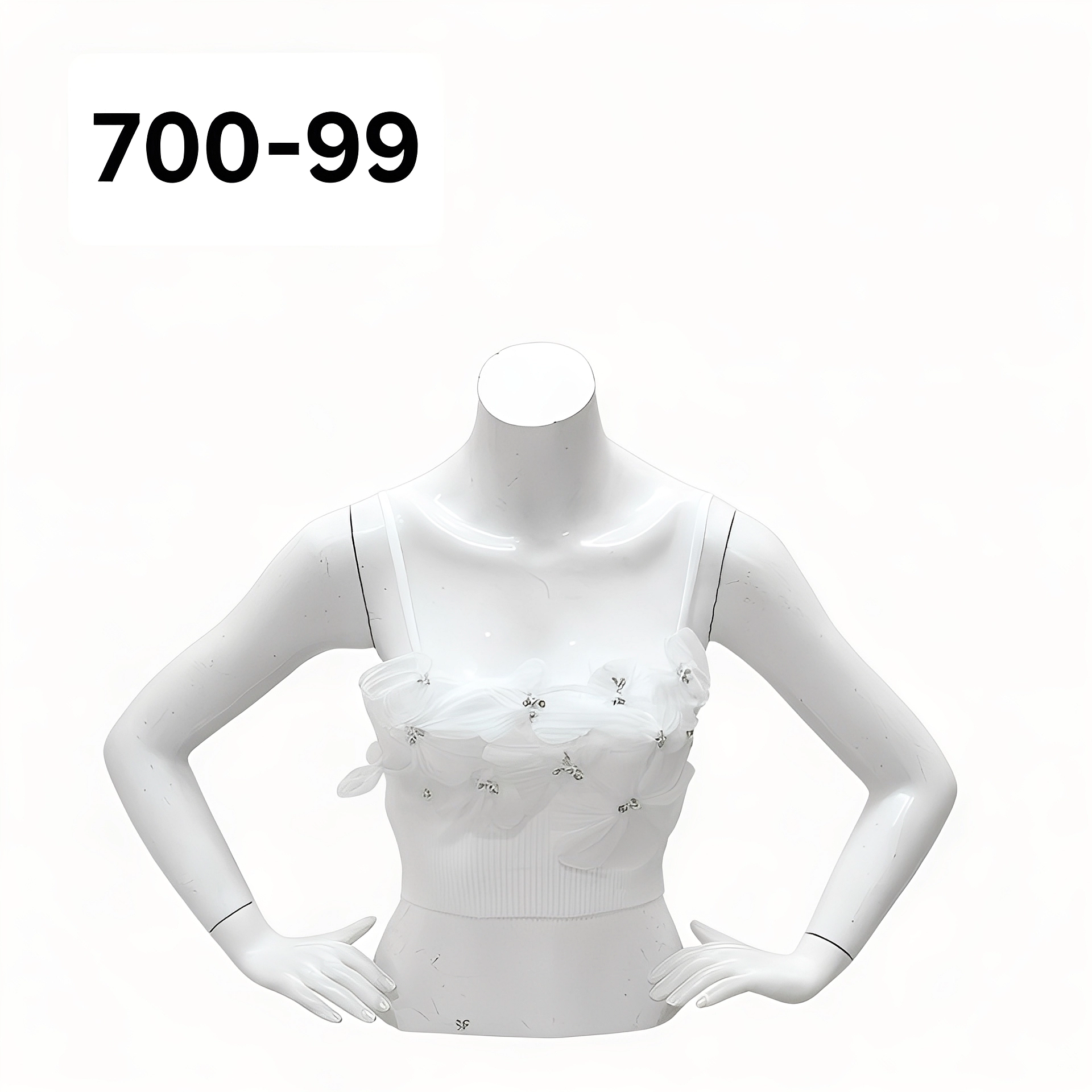 🤍 توب حمالات (Corset Style) مزين بالزهور البارزة 🖤