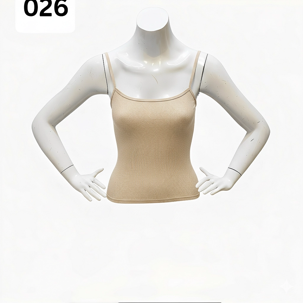 ⚫ توب أساسي مضلع بحمالات رفيعة (قطعة لا غنى عنها)