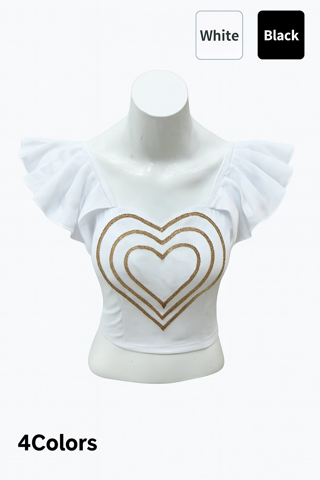 : بلوزة القلب الذهبي – أناقة كلاسيكية (أسود/أبيض) بـ 23ريال سعودي!