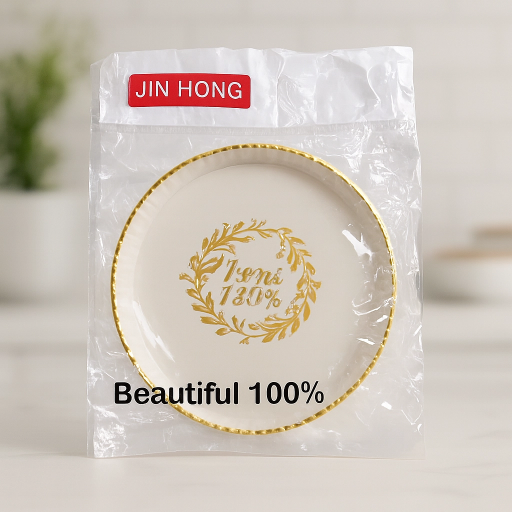 طقم أطباق ضيافة ذهبية راقية - 4 قطع بسعر الجملة