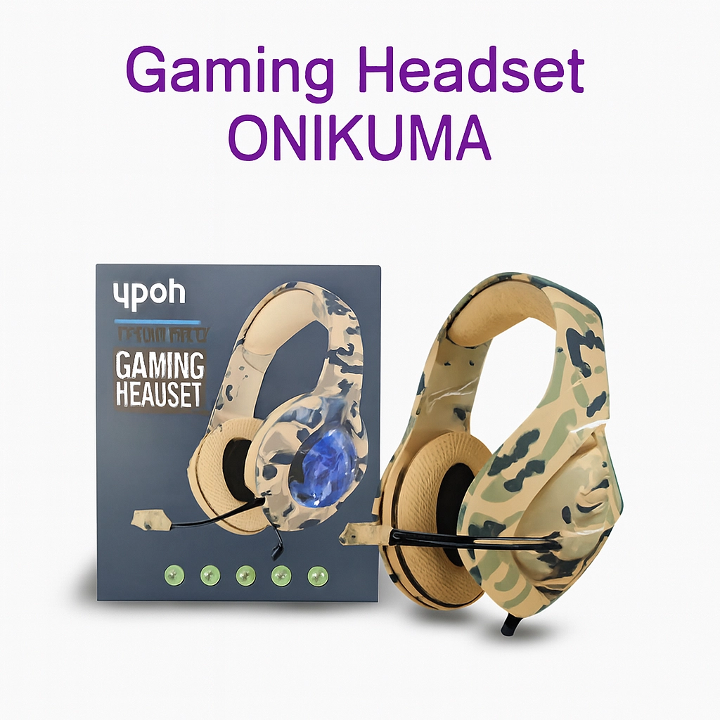 سماعة رأس محيطية بنسخة العسكرية (Onikuma Camouflage) - قوة الأداء والتصميم 🎧 قتالية المظهر، احترافية الصوت.