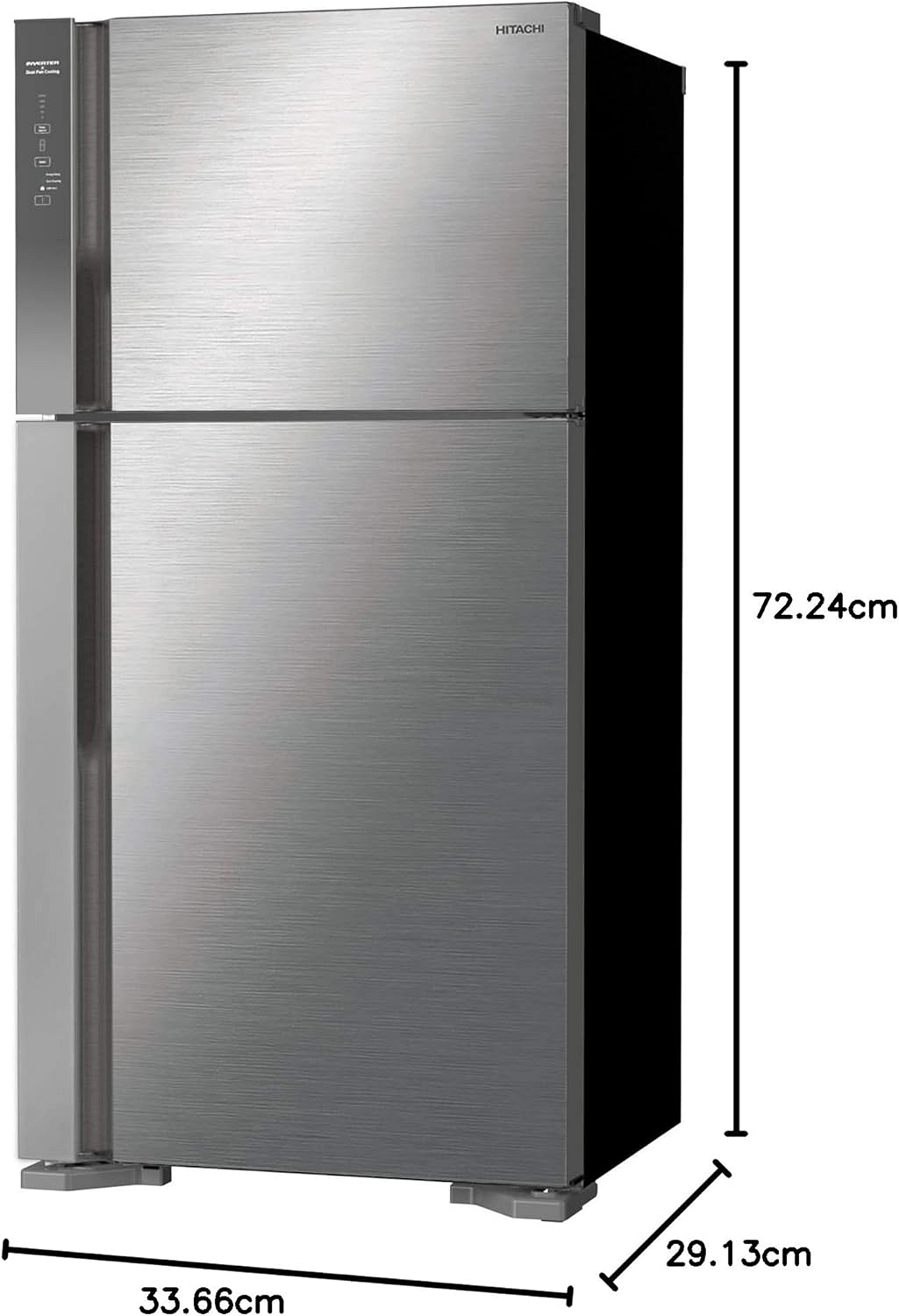 ثلاجة هيتاشي فريزر علوي 760 لتر نوفروست - موديل RV760PUK7KBSL - فضي لامع