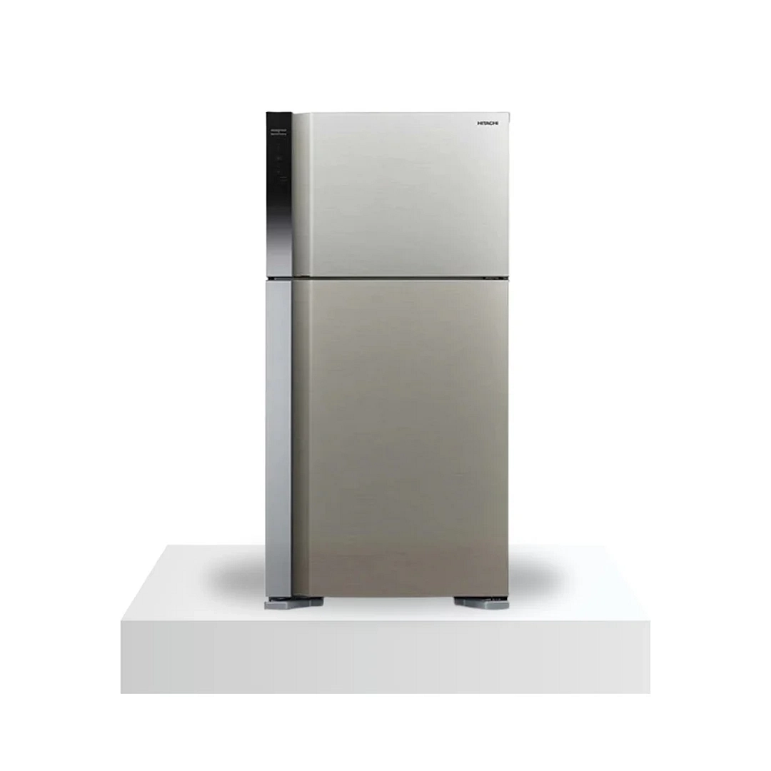 ثلاجة هيتاشي فريزر علوي 760 لتر نوفروست - موديل RV760PUK7KBSL - فضي لامع