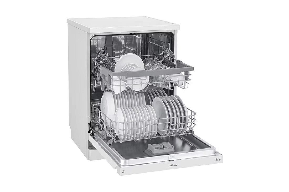 غسالة صحون إل جي 14 طقم بتقنية QuadWash والواي فاي - موديل DFB512FW - أبيض