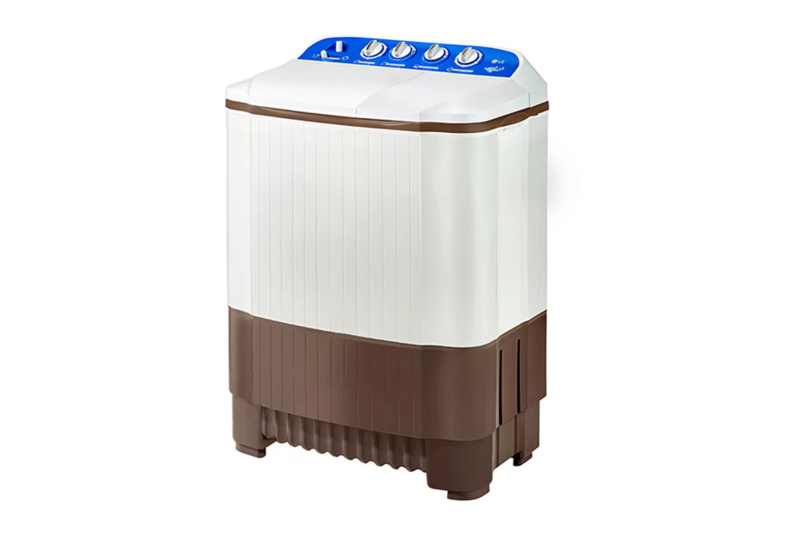 غسالة إل جي حوضين 9 كجم بنظام الرول نفاث - موديل P961RONL - أبيض وأزرق وبني