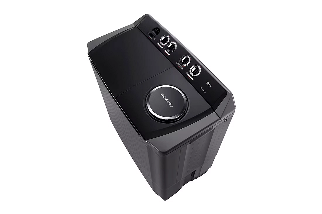 غسالة إل جي حوضين 8 كجم بتقنية طارد القوارض والتجفيف النفاث - موديل P861RONT - أسود