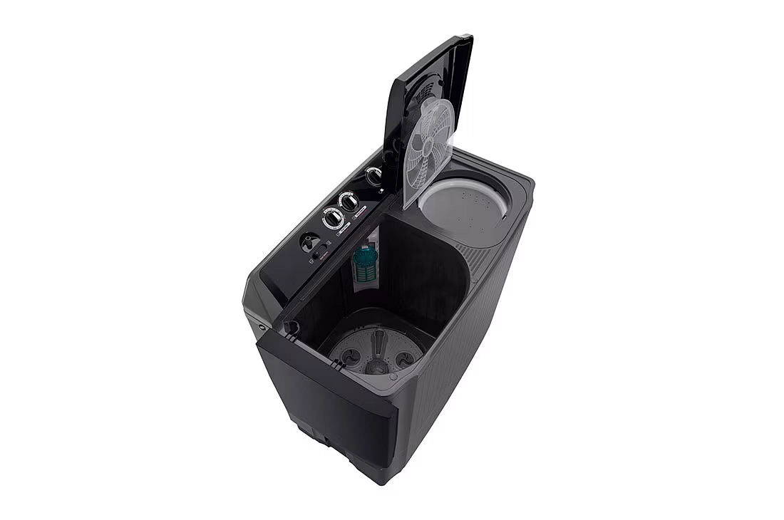 غسالة إل جي حوضين 15 كجم فئة التصميم الفاخر - موديل P1561RWNT - أسود