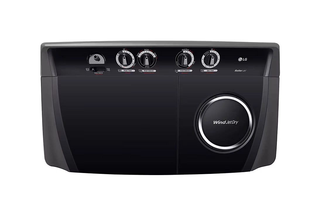 غسالة إل جي حوضين 15 كجم فئة التصميم الفاخر - موديل P1561RWNT - أسود