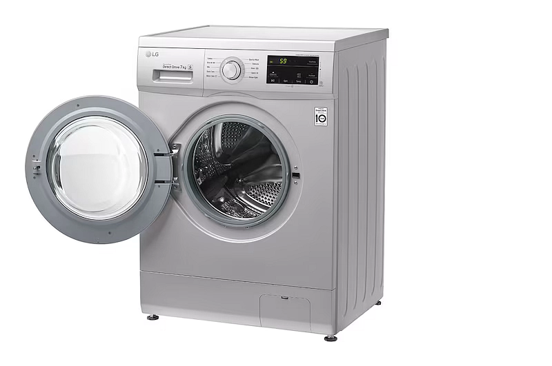غسالة إل جي تحميل أمامي 7 كجم بمحرك الدفع المباشر - موديل FH2J3QDNG5 - فضي