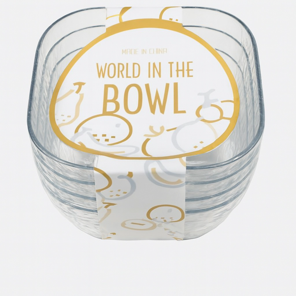 طقم صحون تقديم بلاستيك شفاف (شكل كريستال) - 4 قطع