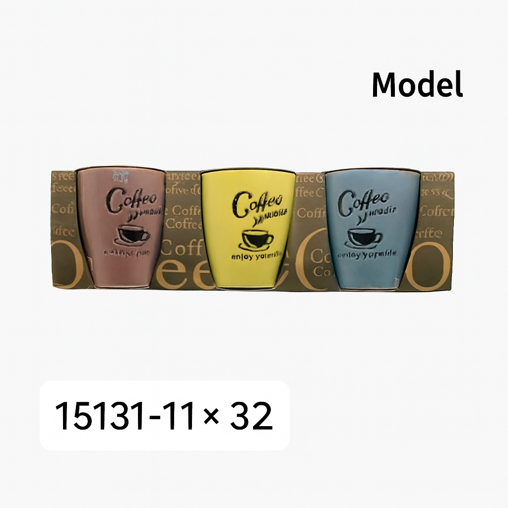 طقم أكواب قهوة سيراميك ملونة - 6 قطع (نصف درزن)