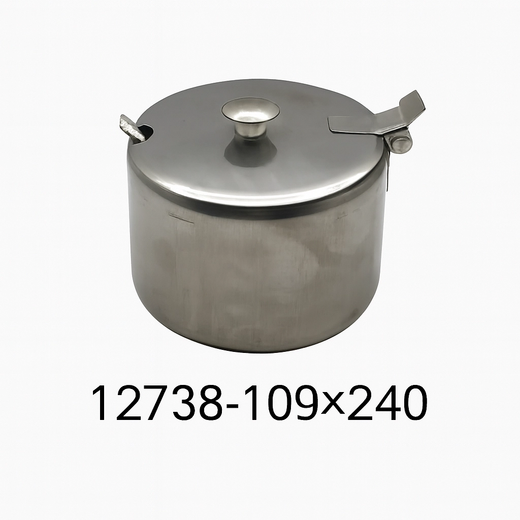 : سكرية ستيل بمقبض وغطاء - موزع سكر منزلي مع ملعقة - طقم درزن 12 حبة