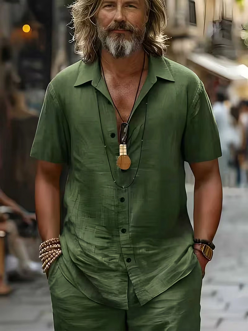 قميص رجالي رياضي كاجوال بأكمام قصيرة من القطن 100%