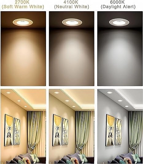 مجموعة ٤ اسبوت ليد زجاجي داخلي، ٦ واط، ٣ درجات إضاءة - أبيض ، اصفر دافي، تلجي، مع ضمان سنة