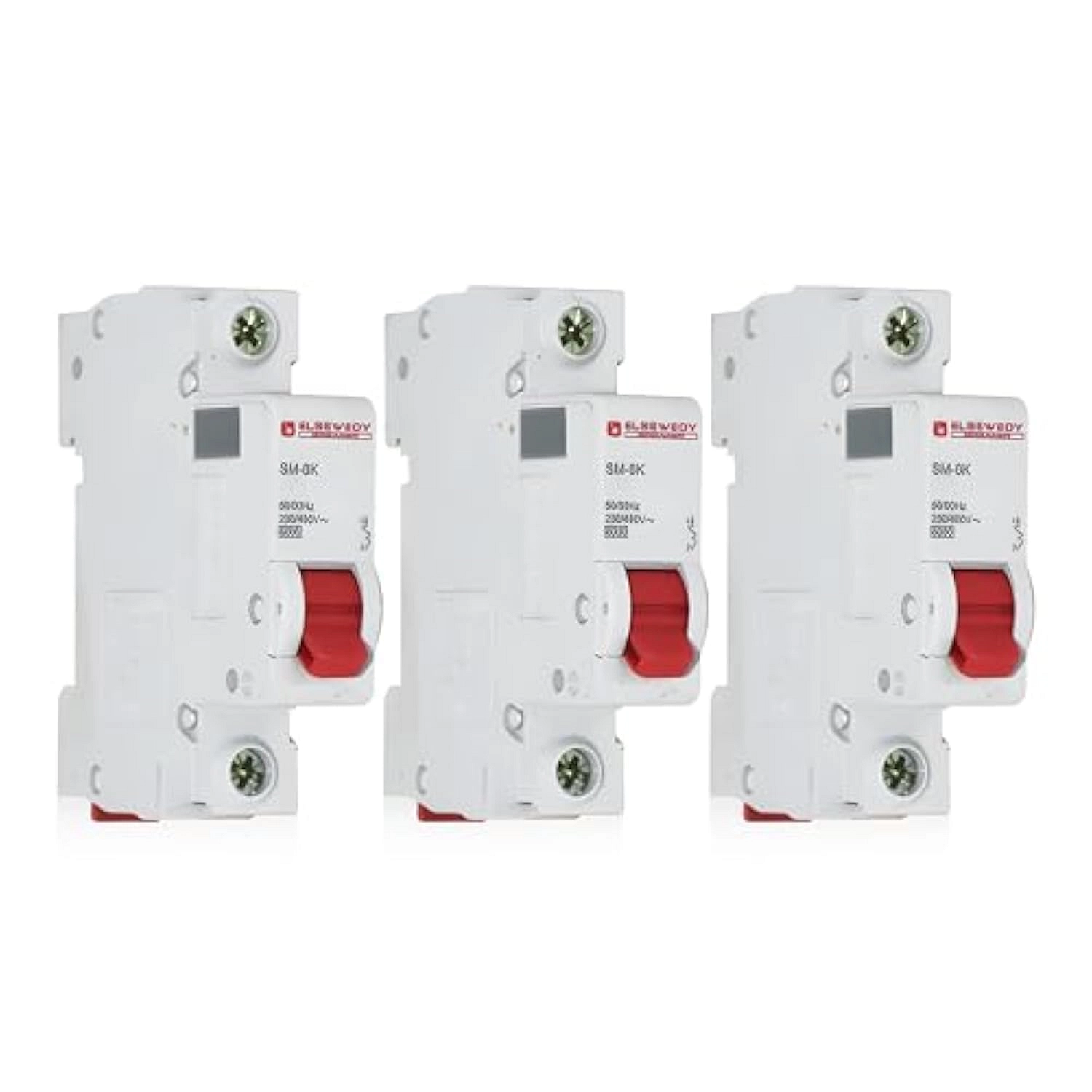 قاطع دائرة كهربائية بتصميم مصغر من السويدي (يتميز بشدة تيار 10 امبير و1 فاز و6 كيلو امبير، عبوة من 3 قطع)