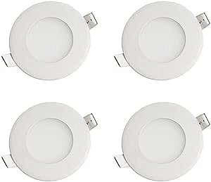 مصابيح سبوت LED لوحة سقف، ٣ واط، مجموعة من ٤ قطع، أبيض (علي التيار)