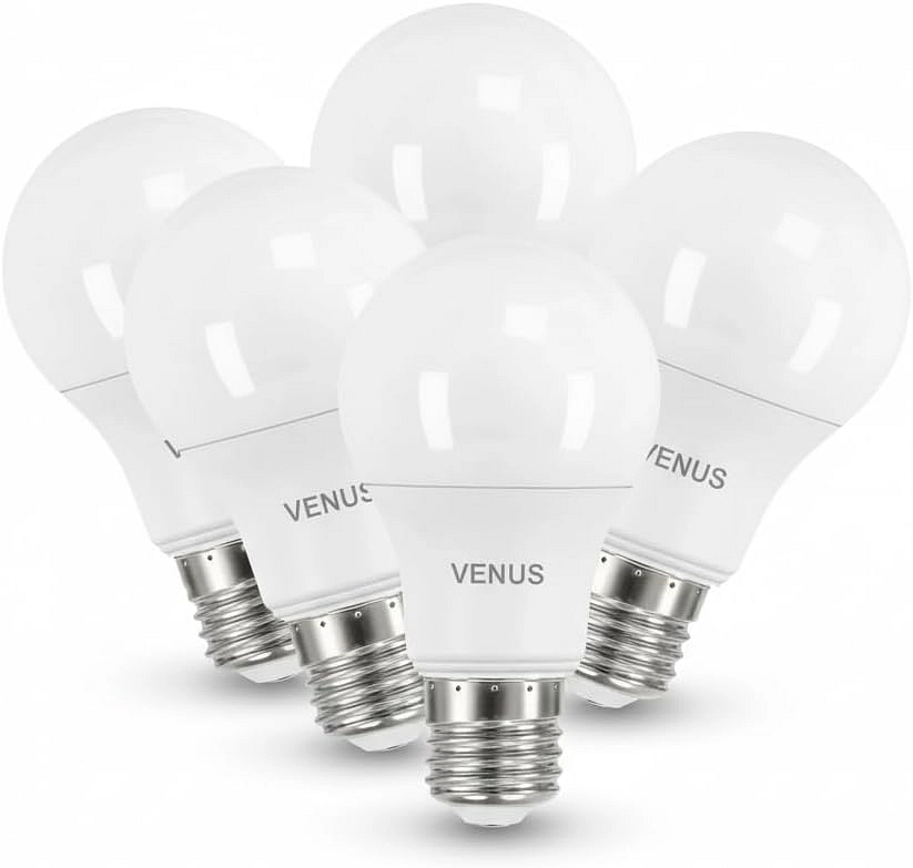 فينوس لمبة ليد، ٩ واط، ضوء نهاري أبيض ٦٥٠٠ كلفن، قاعدة E27، طقم ٥ قطع