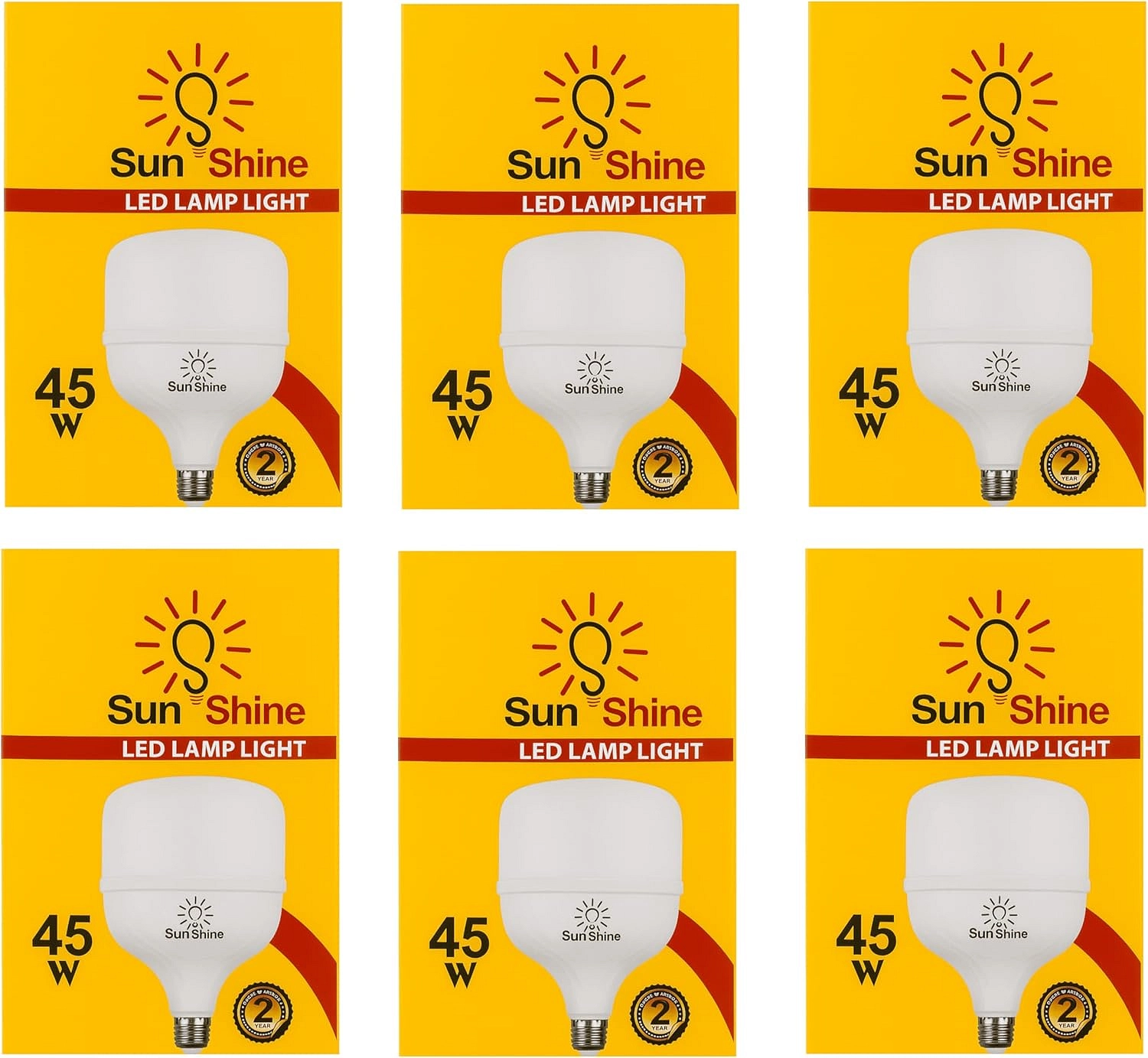 لمبات سن شاين ليد، ٤٥ واط، طقم ٦ قطع، ضمان سنتين