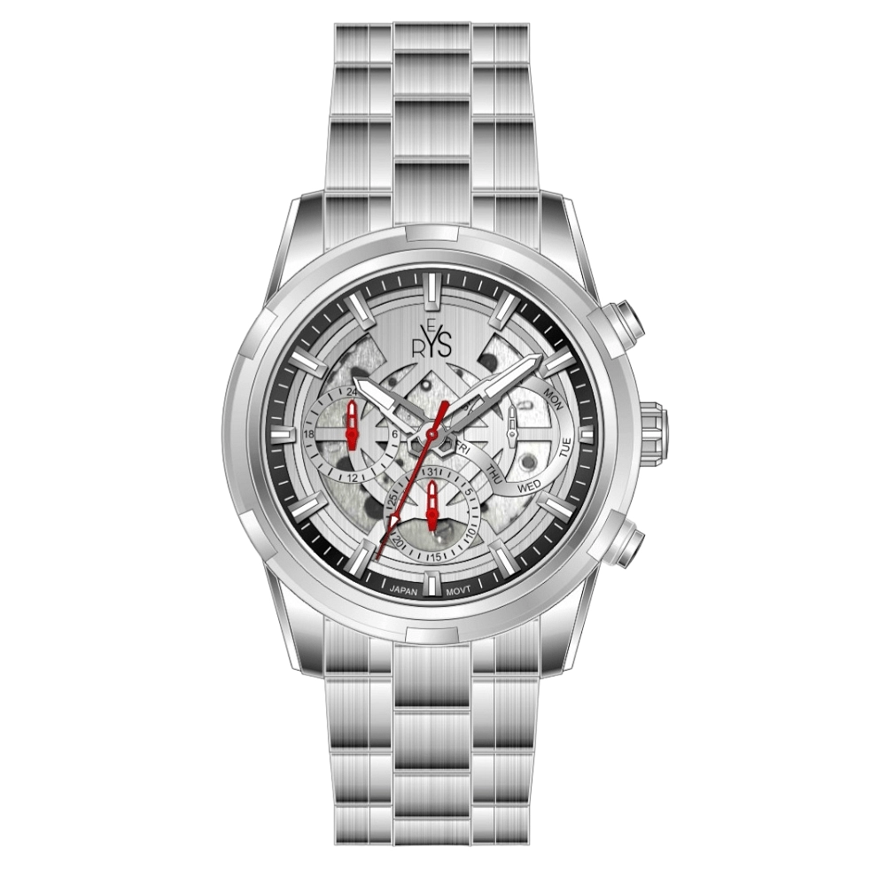 REYS WATCH WATCH-MEN-CHRONOGRAPH-STAINLESS STEEL-SILVER R2043-SS