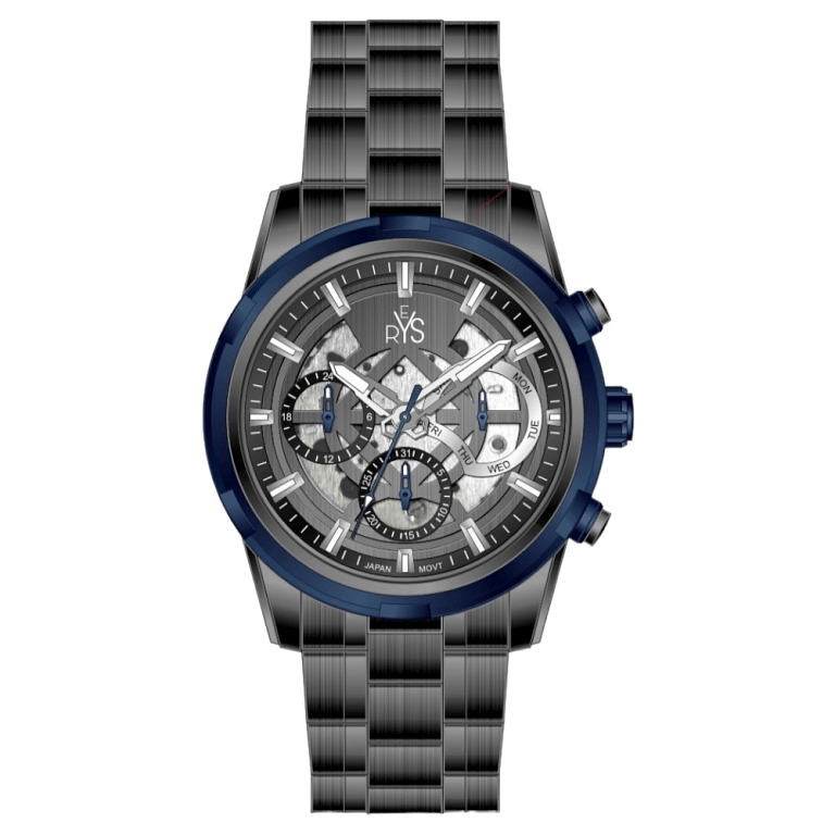 REYS WATCH WATCH-MEN-CHRONOGRAPH-STAINLESS STEEL-GRAY AND BLUE R2043-GYP