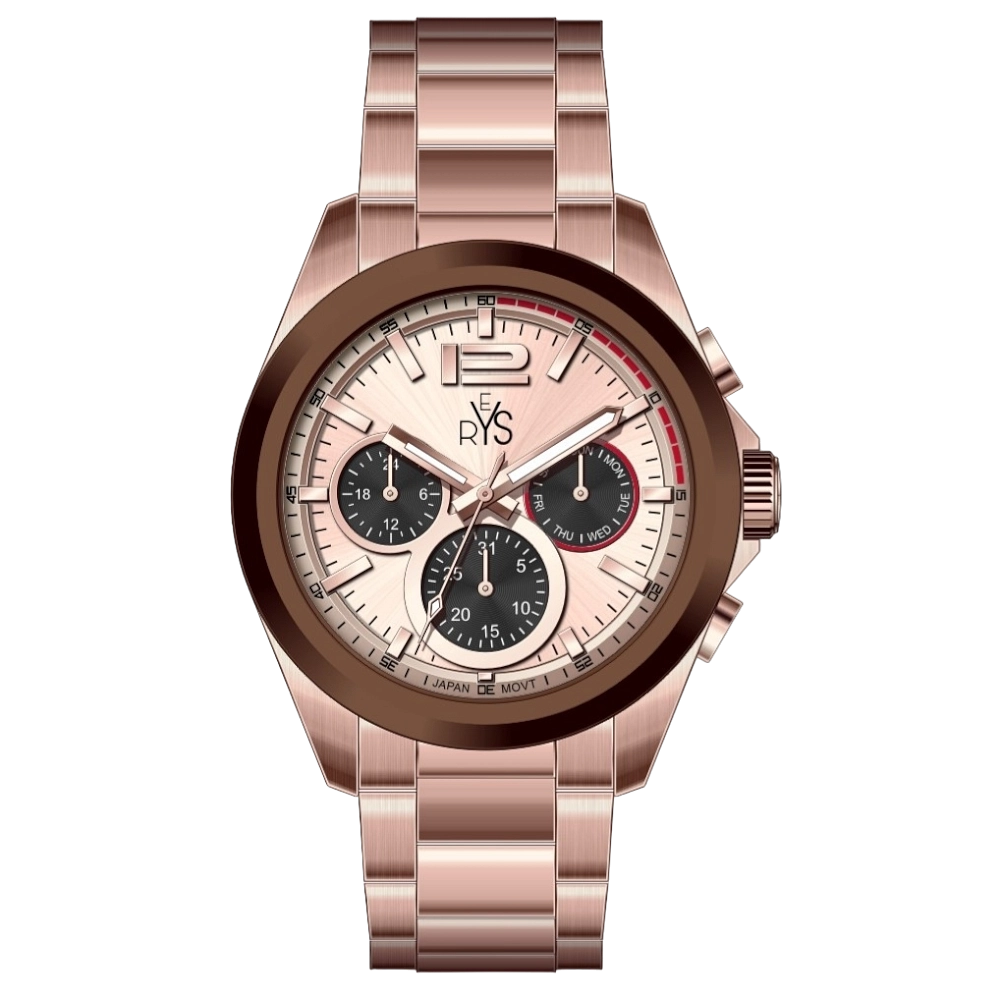 REYS WATCH WATCH-MEN-CHRONOGRAPH-STAINLESS STEEL-ROSE GOLD R2025-RR