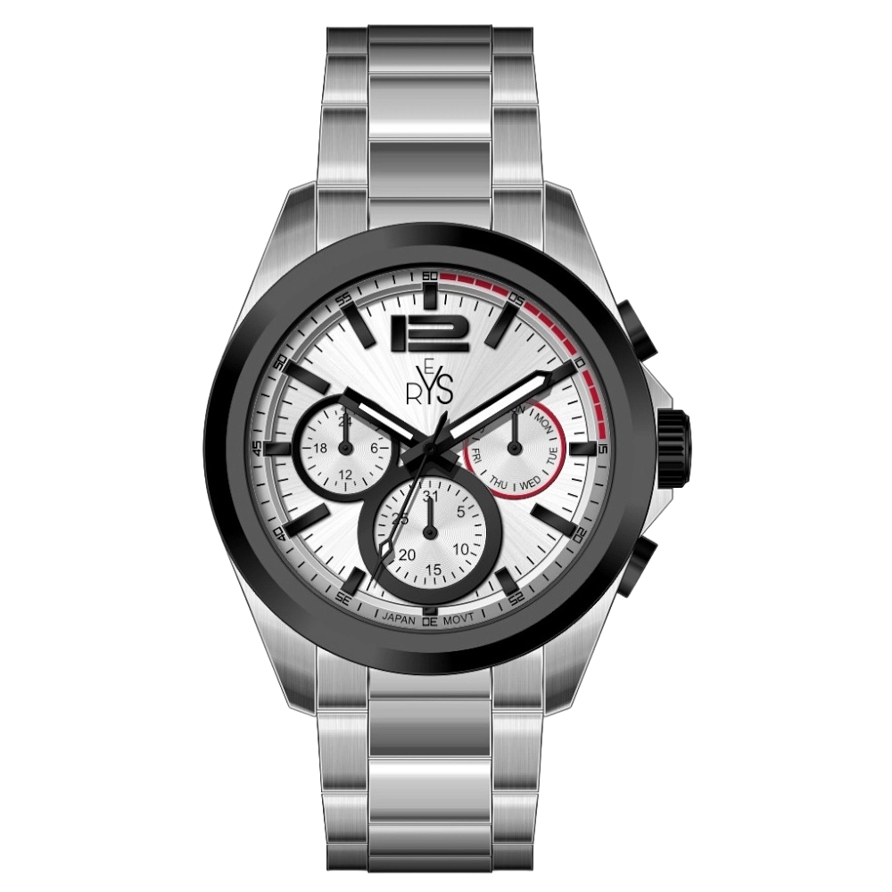 REYS WATCH WATCH-MEN-CHRONOGRAPH-STAINLESS STEEL-SILVER AND BLACK R2025-SB