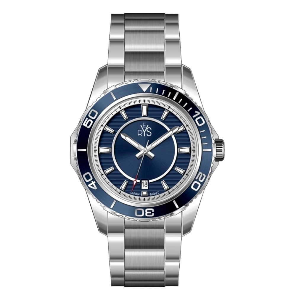 REYS WATCH WATCH-MEN-STAINLESS STEEL-SILVER AND BLUE R2024-SP