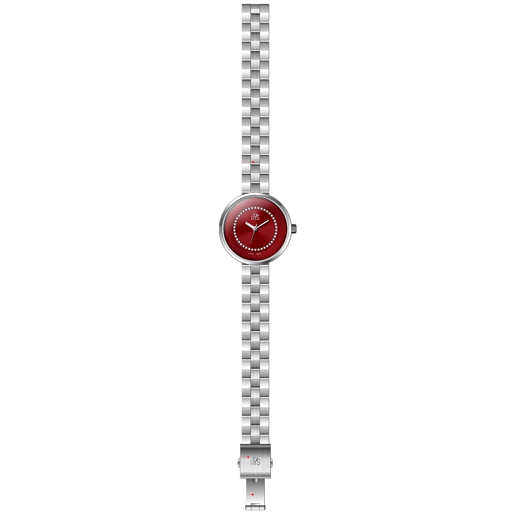 REYS WATCH WATCH-WOMEN-STAINLESS STEEL-SILVER AND RED R2023-SRD