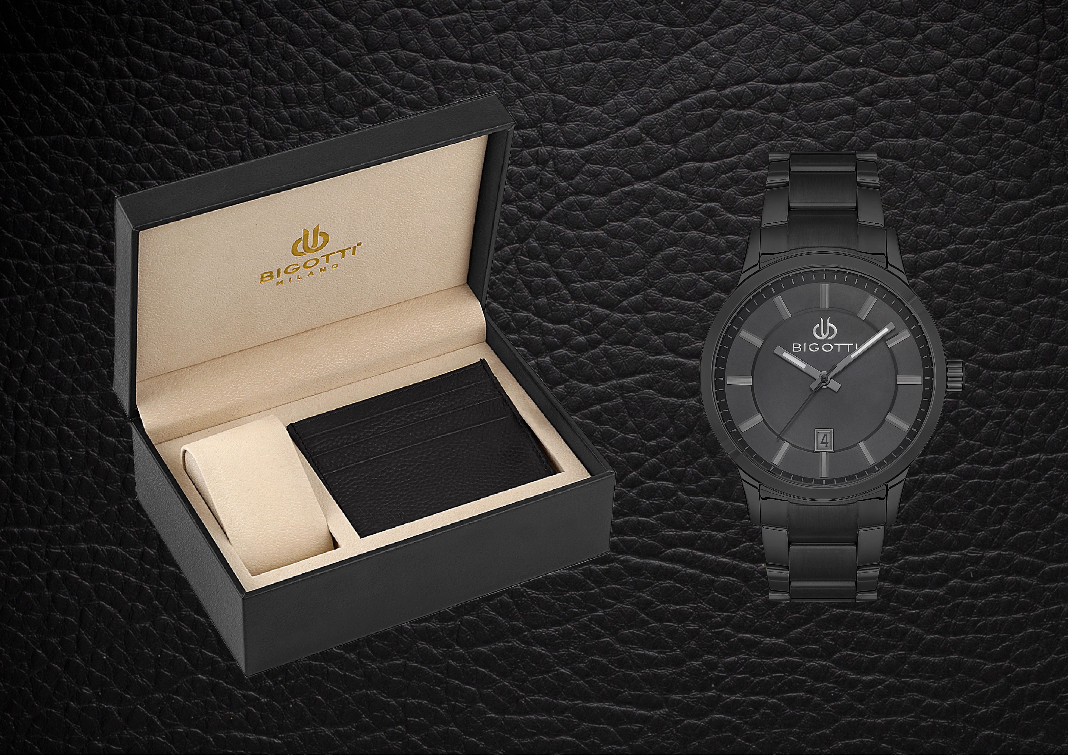 BIGOTTI MILANO MENS STAINLESS STEEL STRAP WATCH WITH GIFT SET – BG.1.10485-4