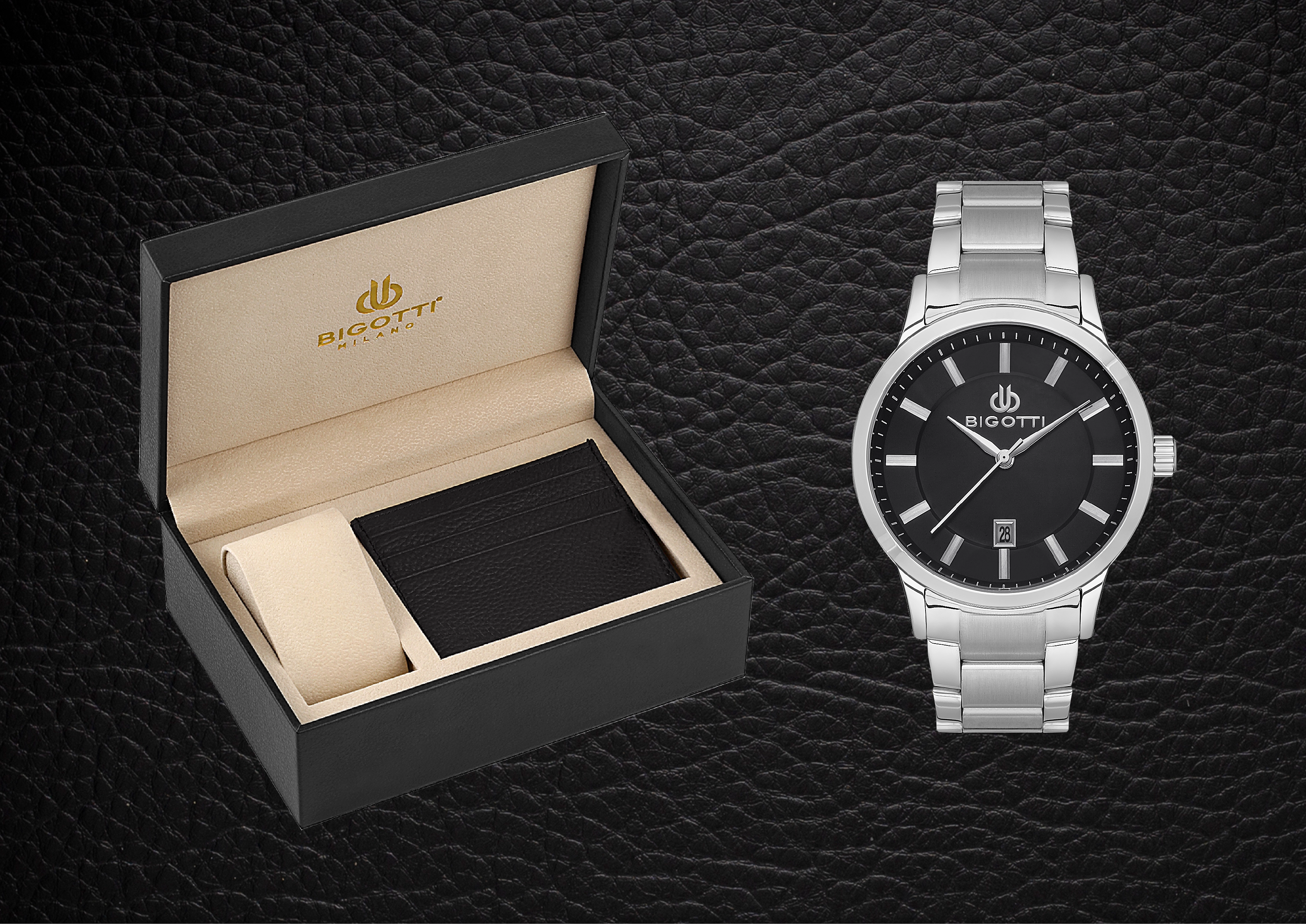 BIGOTTI MILANO MENS STAINLESS STEEL STRAP WATCH WITH GIFT SET – BG.1.10485-2