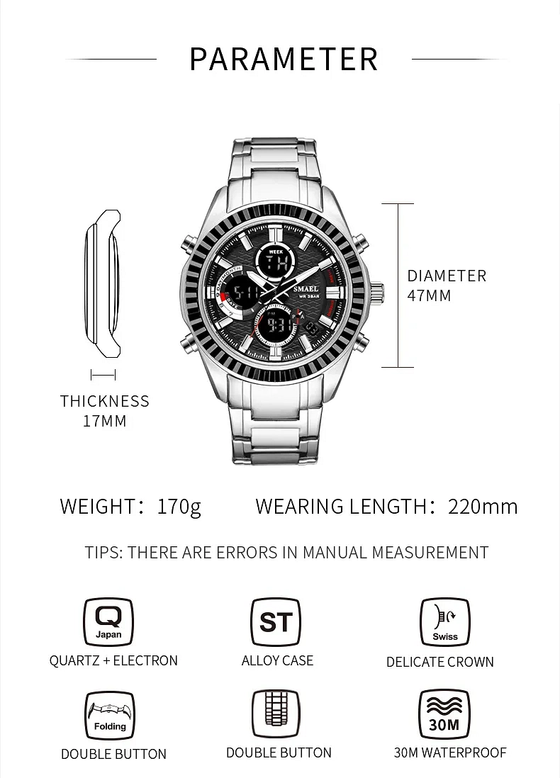 SMAEL WATCH For Men Stainless Steel-S1430-SB