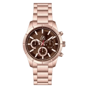 REYS WATCH WATCH-MEN-STAINLESS STEEL-ROSE GOLD AND BROWN R2026
