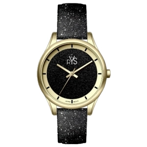 REYS WATCH WATCH-WOMEN-LEATHER-GOLD AND BLACK R2019-LGB