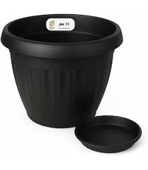 أصيص نبتة مع طبق تصريف