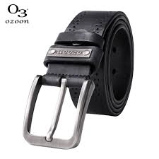 حزام جلد طبيعي أسود يدوي