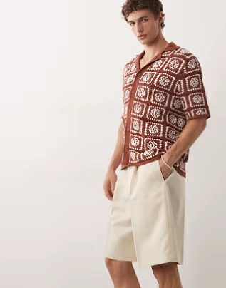 ASOS DESIGN smart pleated bermuda shorts in ecru