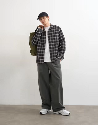 Topman baggy fit trousers with pleats in khaki