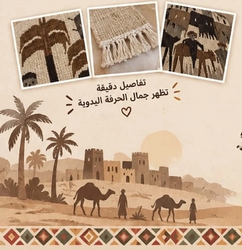 معلق جداري قرية طبيعي (سجادة يدوية بتصميم تراثي أصيل)