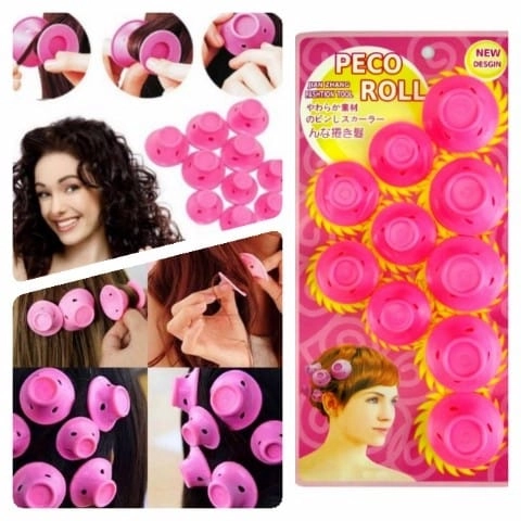 بكرات الشعر السحرية من السيليكون بدون حرارة – 10 قطع وردي | Magic Hair Care Rollers